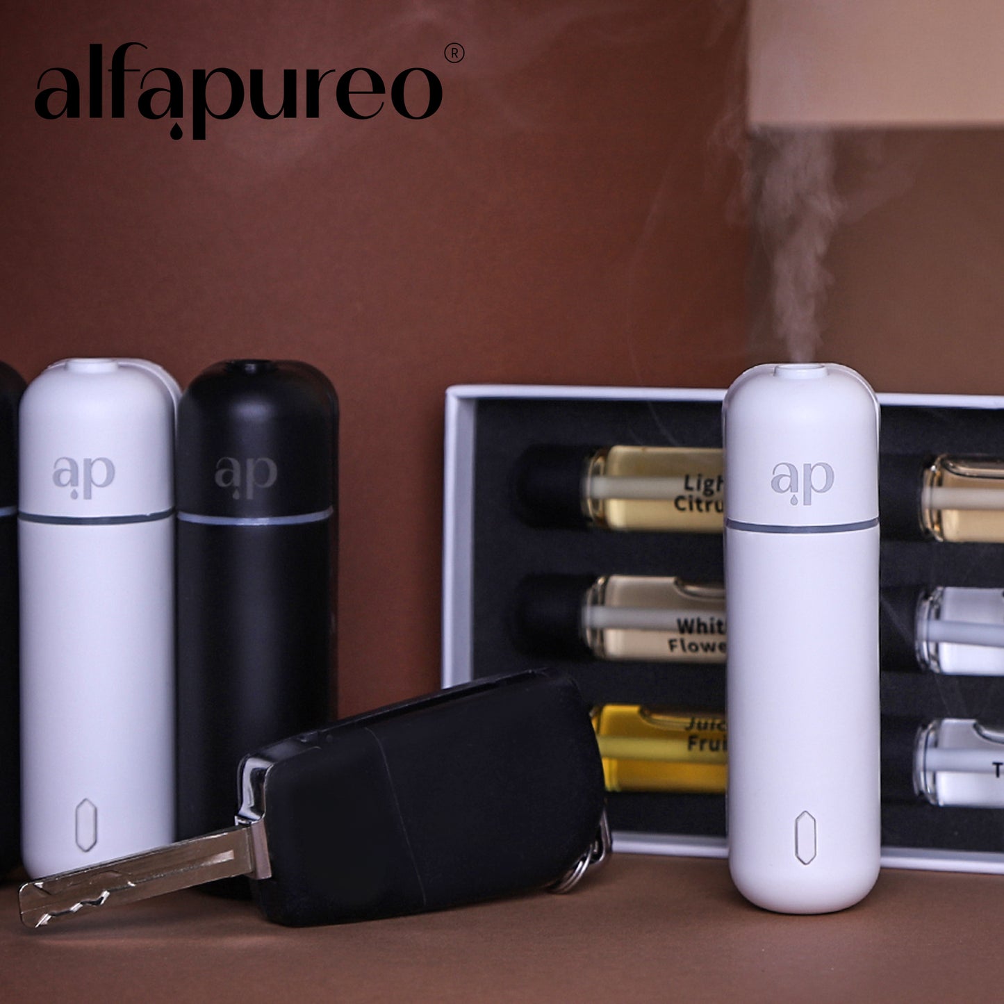 Difuzér do auta eDrive White + vůně do auta 6 ks