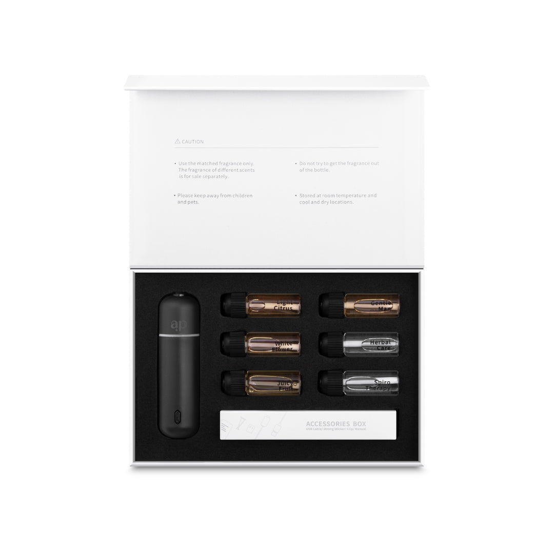 Difuzér do auta eDrive Black + vůně do auta 6 ks